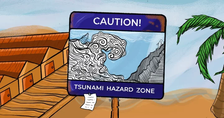 Sebuah tanda peringatan kawasan rawan tsunami