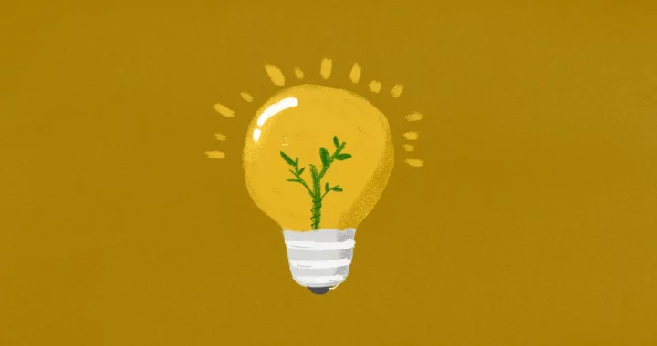 ilustrasi bohlam lampu dengan tanaman didalamanya