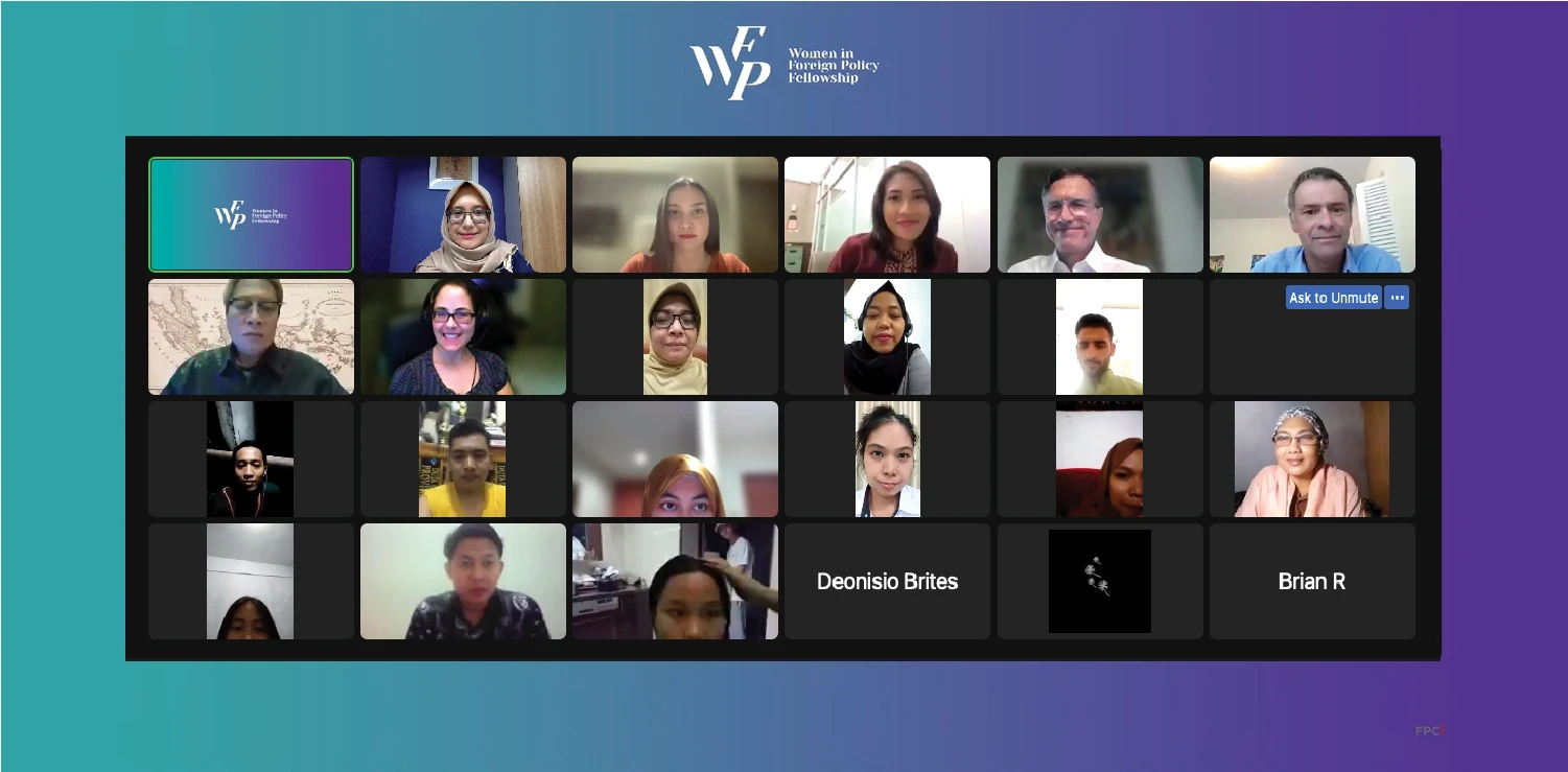 Para pembicara, moderator, dan peserta dalam diskusi publik bertajuk “US-Indonesia Cooperation for a Net-Zero World”