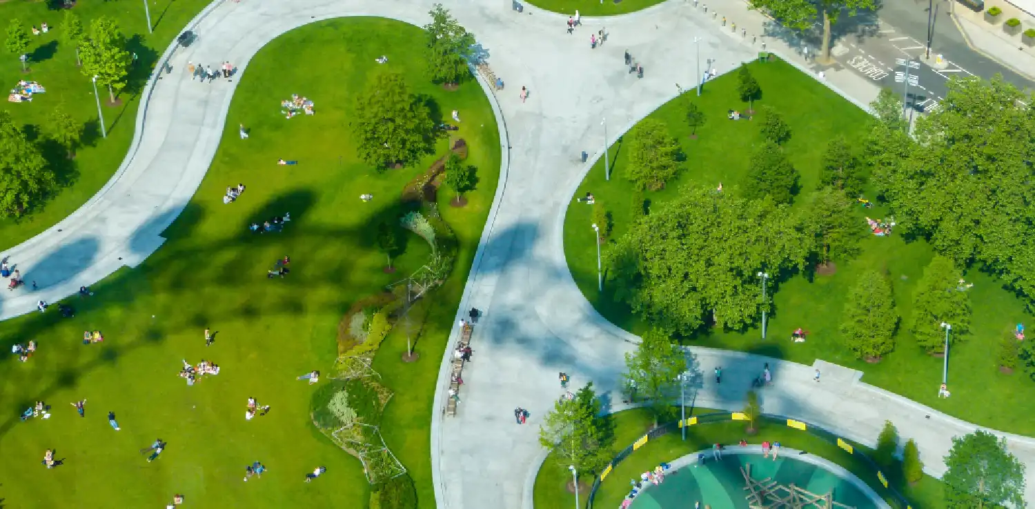 taman kota dipotret dari udara