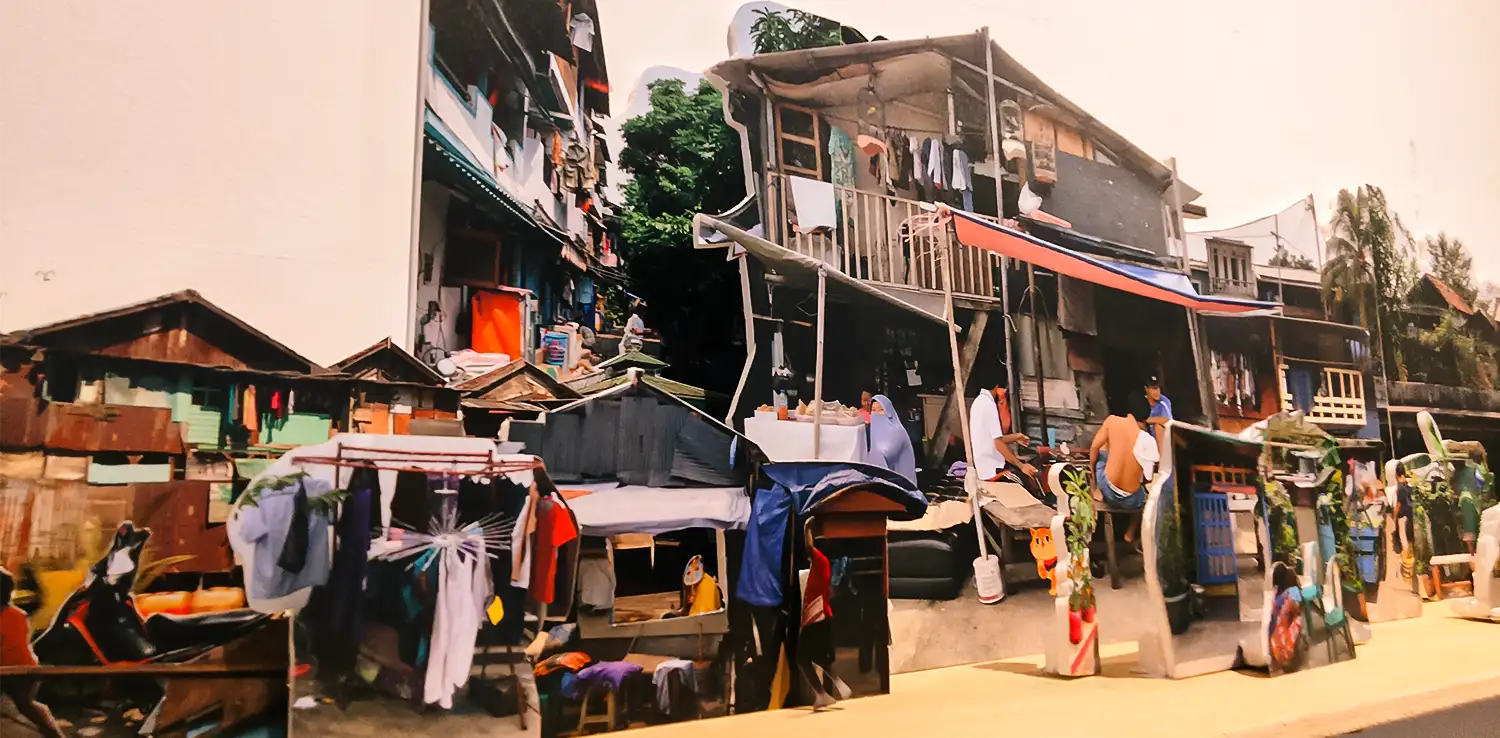 Model kertas perkampungan kumuh di Jakarta