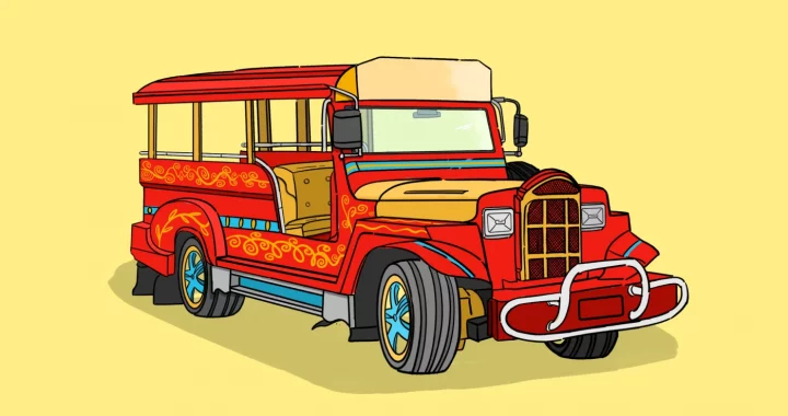 ilustrasi jeepney merah