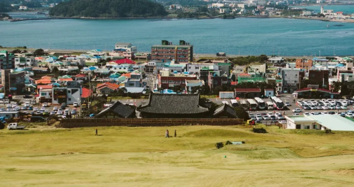 pemandangan lanskap lahan basah di perkotaan jeju, korea selatan