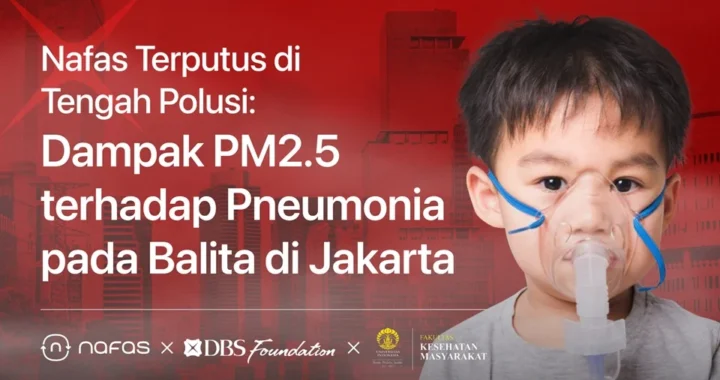 anak kecil menggunakan alat bantu pernafasan, dengan judul riset.