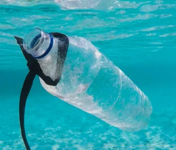 botol plastik yang mengapung di dalam air