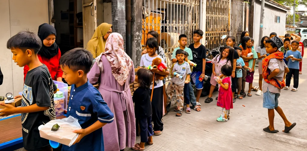 pembagian makanan kepada anak-anak