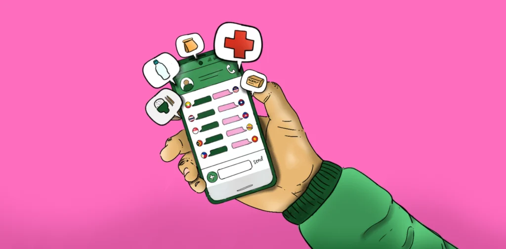 ilustrasi tangan memegang ponsel dengan banyak notifikasi
