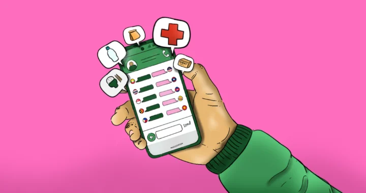 ilustrasi tangan memegang ponsel dengan banyak notifikasi
