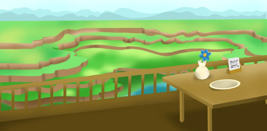 pemandangan terasering dari kafe