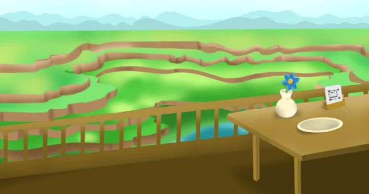 pemandangan terasering dari kafe