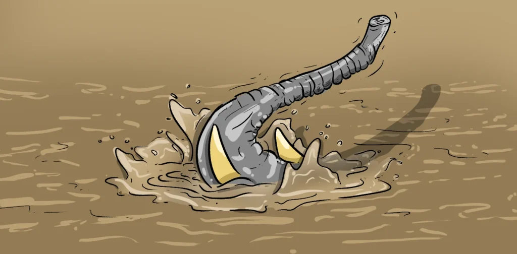 Gajah tenggelam dalam banjir