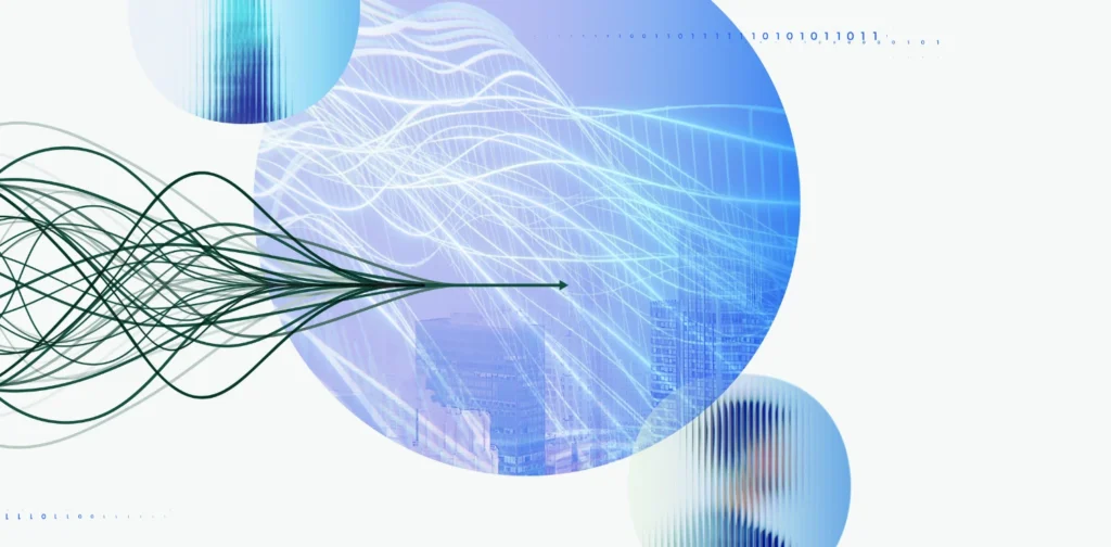 desain abstrak yang dimodifikasi dari sampul laporan Global Talent Competitiveness Index 2025.