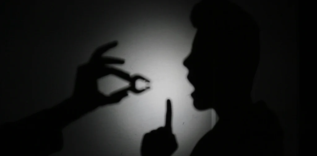 siluet wajah seseorang dengan jari telunjuk ke atas