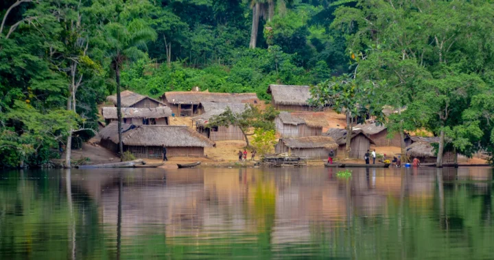 sebuah desa yang terletak di antara sungai dan hutan